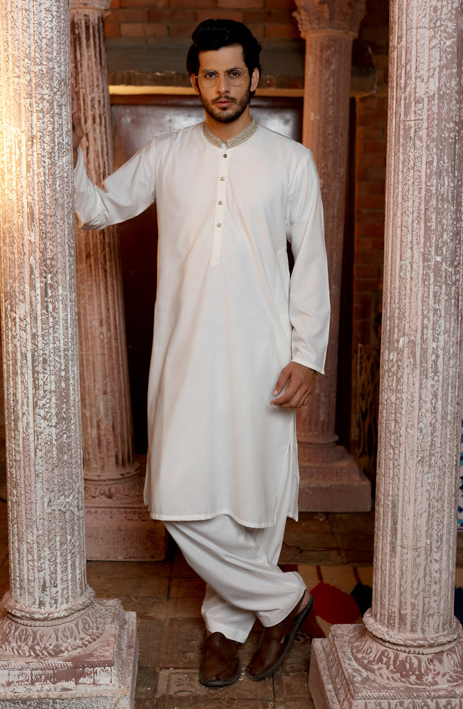 MEN KAMEEZ SHALWAR FORMAL OFF WHITE – MTJ