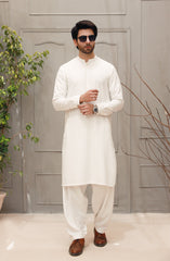 WINTER'22 MEN KAMEEZ SHALWAR PLAIN OFF WHITE