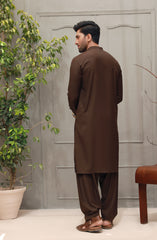 WINTER'22 MEN KAMEEZ SHALWAR PLAIN DARK BROWN