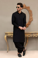 WINTER'22 MEN KAMEEZ SHALWAR PLAIN BLACK