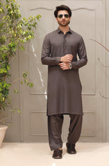 WINTER'22 MEN KAMEEZ SHALWAR PLAIN DARK GREY