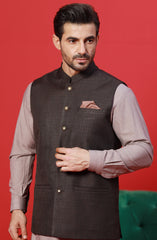 FESTIVE'23 FORMAL PLAIN WAISTCOAT BROWN
