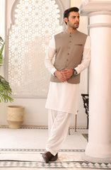 EID FESTIVE'22 FORMAL PLAIN WAISTCOAT DARK FAWN