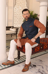 EID FESTIVE'22 FORMAL PLAIN WAISTCOAT BOTTLE GREEN