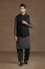 WINTER'22 MEN FORMAL PLAIN WAISTCOAT BLACK