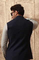 WINTER'22 MEN FORMAL PLAIN WAISTCOAT DARK BLUE