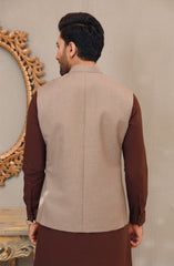 WINTER'22 MEN FORMAL PLAIN WAISTCOAT FAWN