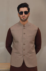 WINTER'22 MEN FORMAL PLAIN WAISTCOAT FAWN