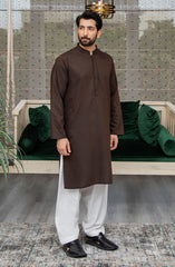 MEN KURTA PLAIN DARK BROWN