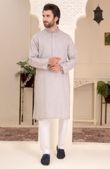 MEN KURTA FORMAL EMBROIDERY GREY (6656695107758)