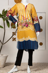YELLOW LINES LAWN PRINTED 1PC STITCH KURTI (7017089892526)