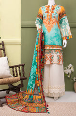AQUA ETHNIC LAWN PRINTED 3PC (6631928889518)