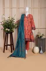 FERIHA JACQUARD 3PC SUIT STITCHED