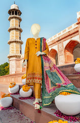 FESTIVE'22 CHANDERI EMBROIDERED PRINTED DOBBY 3PC UNSTITCHED