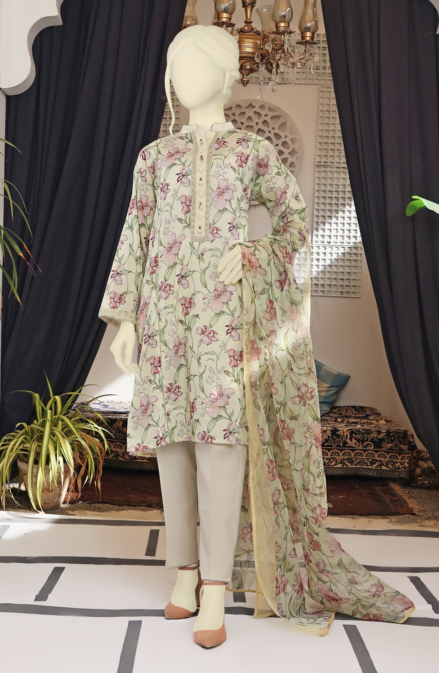SUMMER'23 PERUVIAN LILY PRINTED STITCHED 3PC SUIT