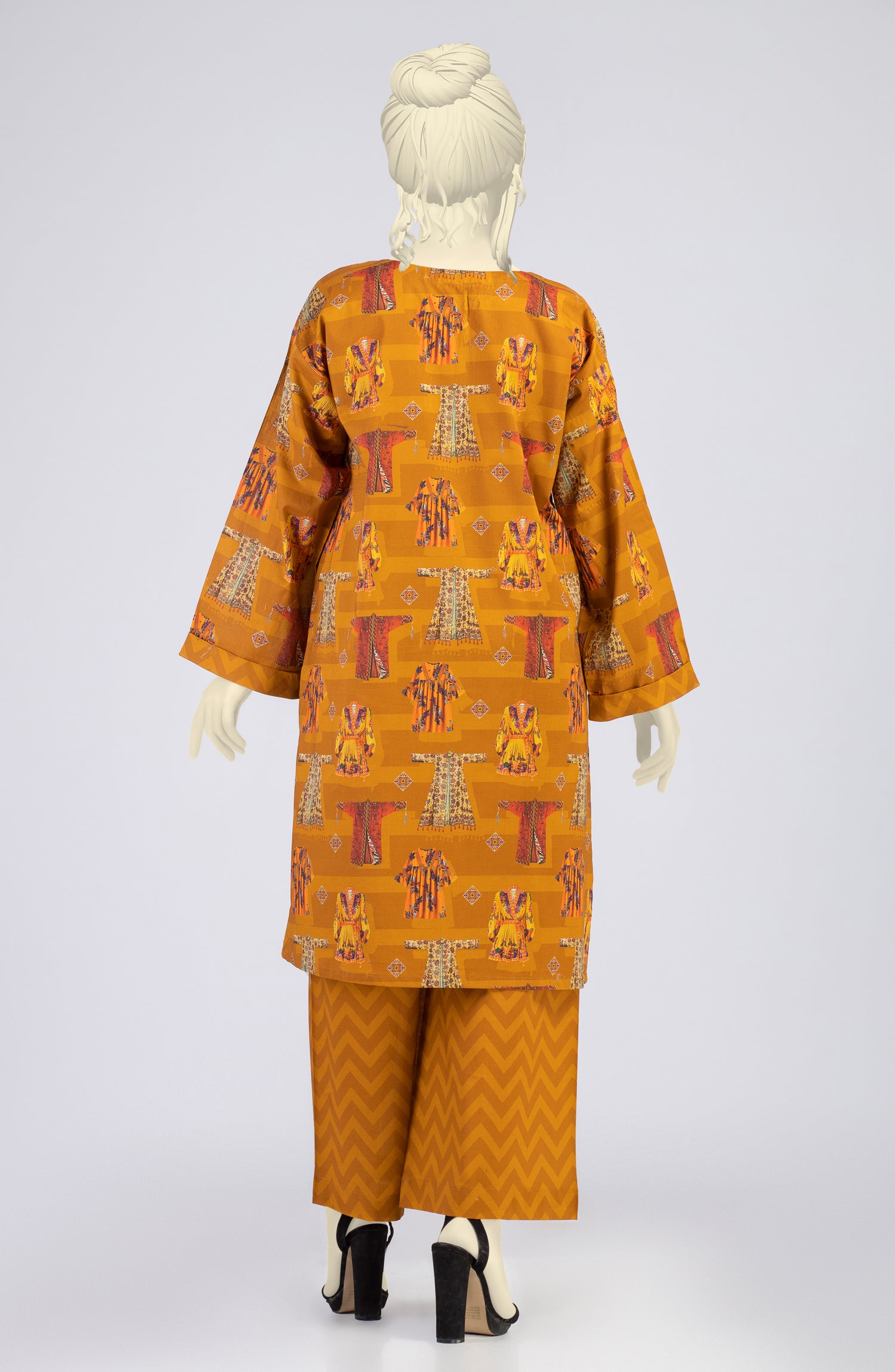 SUMMER'23 DECORATED KAFTAN STITCHED 2PC SUIT