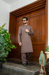 MEN KAMEEZ SHALWAR PLAIN DARK GREY (7058677268654)