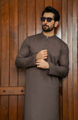 MEN KAMEEZ SHALWAR PLAIN DARK GREY (7058677268654)